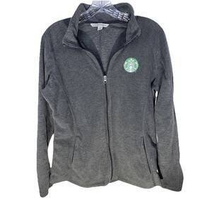Starbucks Dark Gray Fleece Jacket Pullover Full Zip Womens Medium Pockets